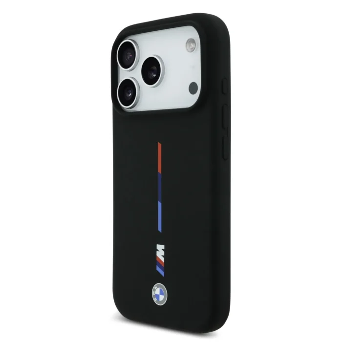 BMW MagSafe Liquid Silicone Case With Printed Tricolor For iPhone 17 Pro Max – Black - Image 4