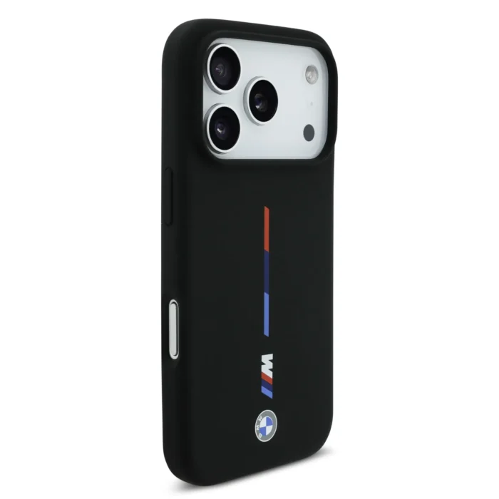 BMW MagSafe Liquid Silicone Case With Printed Tricolor For iPhone 17 Pro Max – Black - Image 2