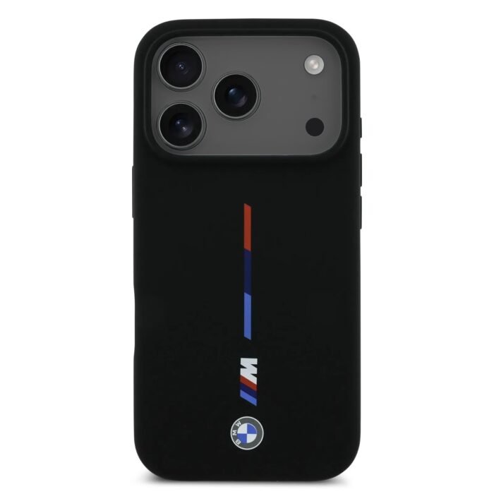 bmw magsafe liquid silicone case with printed tricolor for iphone 18 pro max black on black iPhone