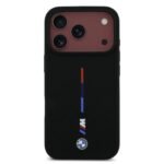 bmw magsafe liquid silicone case with printed tricolor for iphone 18 pro max black on burgundy iPhone
