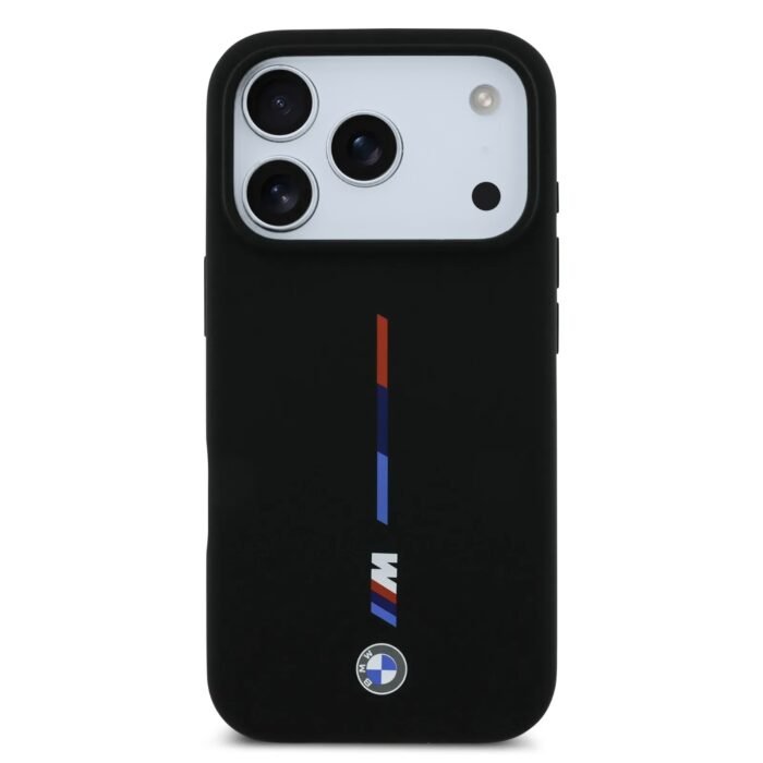 bmw magsafe liquid silicone case with printed tricolor for iphone 18 pro max black on glacier iPhone