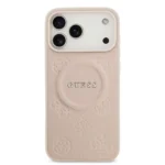 Guess iPhone 17 Pro Max Back cover case - Magsafe PU Leather - Peony Hot Stamp - Pink