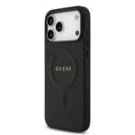 Guess iPhone 17 Pro Max Back cover case - Magsafe PU Leather - Peony Hot Stamp - Black - Image 4