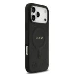Guess iPhone 17 Pro Max Back cover case - Magsafe PU Leather - Peony Hot Stamp - Black - Image 2