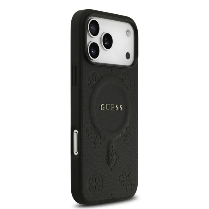 Guess iPhone 17 Pro Max Back cover case - Magsafe PU Leather - Peony Hot Stamp - Black - Image 2