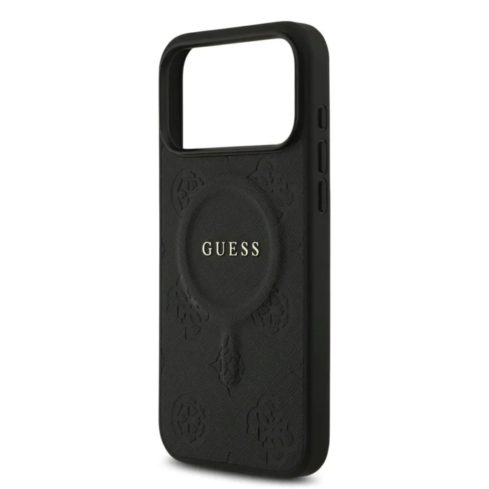Guess iPhone 17 Pro Max Back cover case - Magsafe PU Leather - Peony Hot Stamp - Black - Image 5