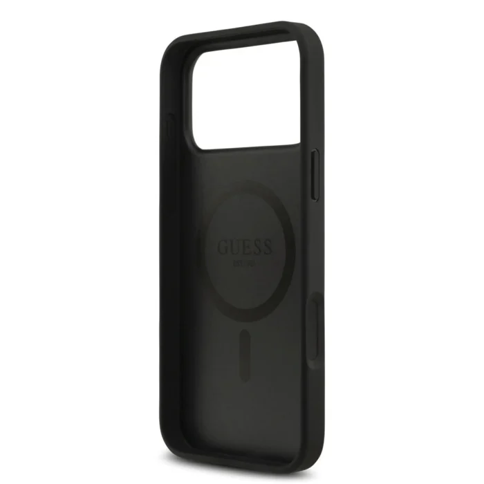 Guess iPhone 17 Pro Max Back cover case - Magsafe PU Leather - Peony Hot Stamp - Black - Image 6