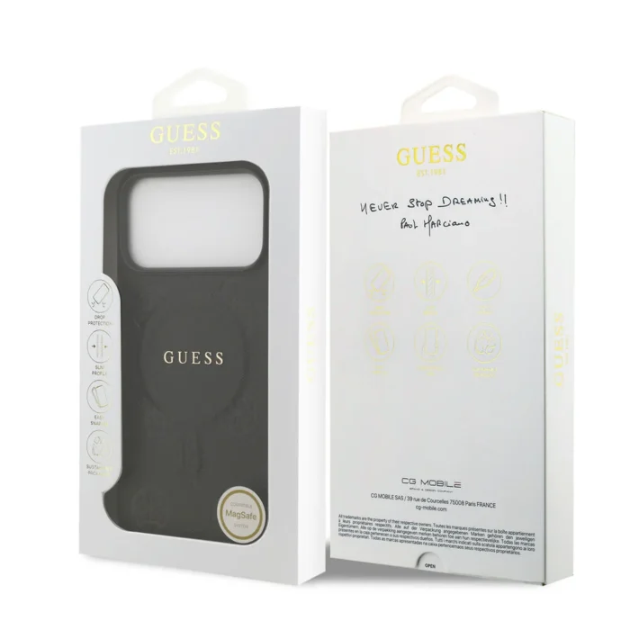 Guess iPhone 17 Pro Max Back cover case - Magsafe PU Leather - Peony Hot Stamp - Black - Image 8