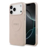 Guess iPhone 17 Pro Max Back cover case - Magsafe PU Leather - Peony Hot Stamp - Pink - Image 3