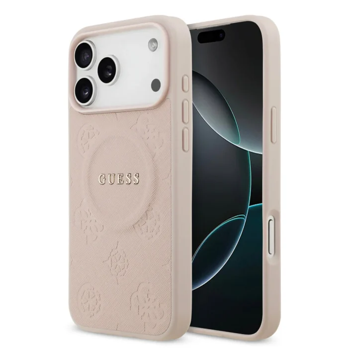 Guess iPhone 17 Pro Max Back cover case - Magsafe PU Leather - Peony Hot Stamp - Pink - Image 3
