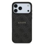guess iphone 18 pro max back cover case magsafe pu leather 4g classic logo black on glacier iPhone
