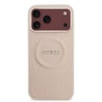 guess iphone 18 pro max back cover case magsafe pu leather peony hot stamp pink on burgundy iPhone