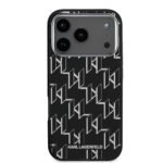 karl lagerfeld case for iphone 18 pro max back magsafe iml repeated monogram electroplated black on black iPhone