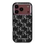 karl lagerfeld case for iphone 18 pro max back magsafe iml repeated monogram electroplated black on burgundy iPhone