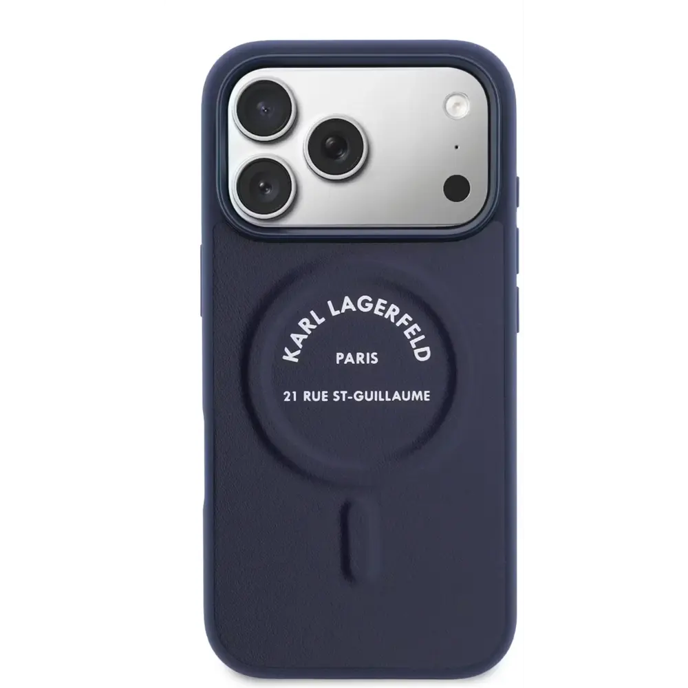 karl-lagerfeld-karl-lagerfeld-iphone-17-pro-max-ba (8) Karl Lagerfeld iPhone 17 Pro Max PU Leather Back cover case - MagSafe - Karl RSG Logo - Navy - Image 1