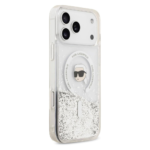 Karl lagerfeld Case for iPhone 17 Pro Max Back - MagSafe - Liquid Gillter Case With Karl Head - Transparent - Image 2