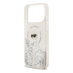 Karl lagerfeld Case for iPhone 17 Pro Max Back - MagSafe - Liquid Gillter Case With Karl Head - Transparent - Image 6