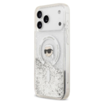 Karl lagerfeld Case for iPhone 17 Pro Max Back - MagSafe - Liquid Gillter Case With Karl Head - Transparent - Image 4