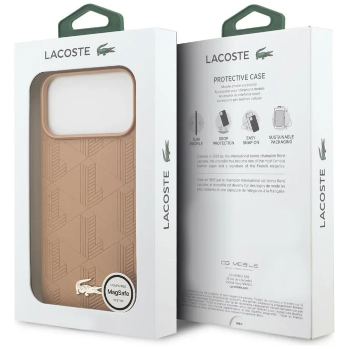 Lacoste iPhone 17 Pro Max Case Cover MagSafe Monogram Gold Metal Logo - Rose - Image 8
