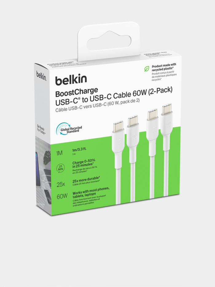 Belkin BoostCharge USB-C to USB-C 60W Cable 3M White - Image 3