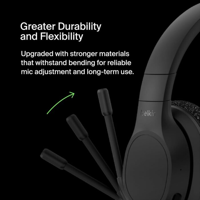Belkin SoundForm Adapt Wireless Over-Ear Headset, Headphones for Work, Play, Gaming, & Travel with Built-In Boom Microphone  Black - Image 8