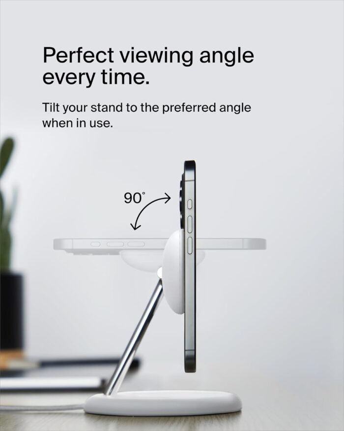 Belkin BoostCharge Pro 3-in-1 Wireless Charging Stand 15W with MagSafe & Qi2 Technology – White - Image 7