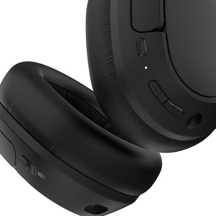 Belkin SoundForm Isolate Noise-Cancelling Wireless Headphones, over ear headphones with mic, Bluetooth headphones with 60H playtime, deep bass, CloudCushion ear cups for travel, home, office - Black - Image 7