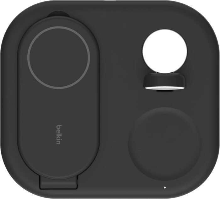 Belkin MagSafe Charger, BoostCharge 3-in-1 Qi2 Magnetic Foldable Charger 15W Fast Charger for Apple iPhone15, Apple Watch, AirPods with Non-Slip Base, Power Supply Module - Black - Image 7