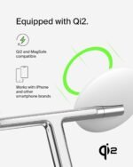 Belkin BoostCharge Pro 3-in-1 Wireless Charging Stand 15W with MagSafe & Qi2 Technology – White - Image 5