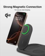 Belkin MagSafe Charger, BoostCharge 3-in-1 Qi2 Magnetic Foldable Charger 15W Fast Charger for Apple iPhone15, Apple Watch, AirPods with Non-Slip Base, Power Supply Module - Black - Image 3