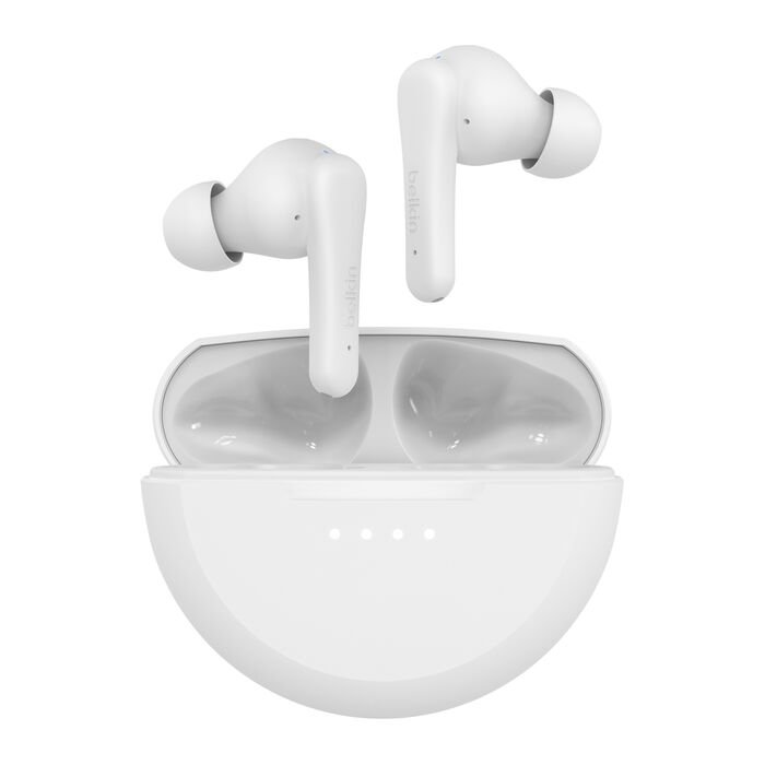 623d1889ffe1386f_AUC012btWH_SoundForm_Rhythm_FrontView Belkin SOUND FORM RHYTHM Wireless Earbuds - White - Image 1