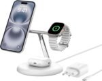 Belkin BoostCharge Pro 3-in-1 Wireless Charging Stand 15W with MagSafe & Qi2 Technology – White