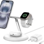 Belkin BoostCharge Pro 3-in-1 Wireless Charging Stand 15W with MagSafe & Qi2 Technology – White