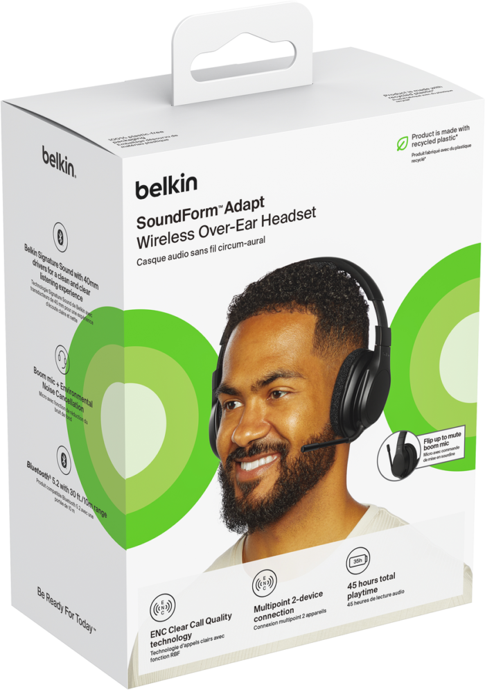 Belkin SoundForm Adapt Wireless Headset Over-Ear - Black - Image 7