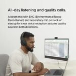 Belkin SoundForm Adapt Wireless Over-Ear Headset, Headphones for Work, Play, Gaming, & Travel with Built-In Boom Microphone  Black - Image 4
