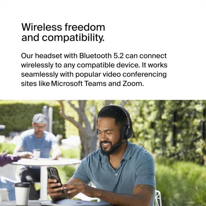 Belkin SoundForm Adapt Wireless Over-Ear Headset, Headphones for Work, Play, Gaming, & Travel with Built-In Boom Microphone  Black - Image 2