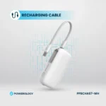 Powerology 20000mAh Power Bank With Built-In USB-C Wire, PD 30W, QC 18W and 3-Device Charging - White - Image 4