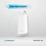 Powerology 20000mAh Power Bank With Built-In USB-C Wire, PD 30W, QC 18W and 3-Device Charging - White - Image 6
