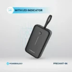 Powerology 20000mAh Power Bank With Built-In USB-C Wire, PD 30W, QC 18W and 3-Device Charging - Black - Image 6
