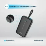 Powerology 20000mAh Power Bank With Built-In USB-C Wire, PD 30W, QC 18W and 3-Device Charging - Black - Image 5