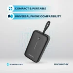 Powerology 20000mAh Power Bank With Built-In USB-C Wire, PD 30W, QC 18W and 3-Device Charging - Black - Image 7