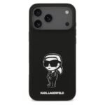 karl lagerfeld liquid silicone case karl sketch for iphone 18 pro max black on black iPhone