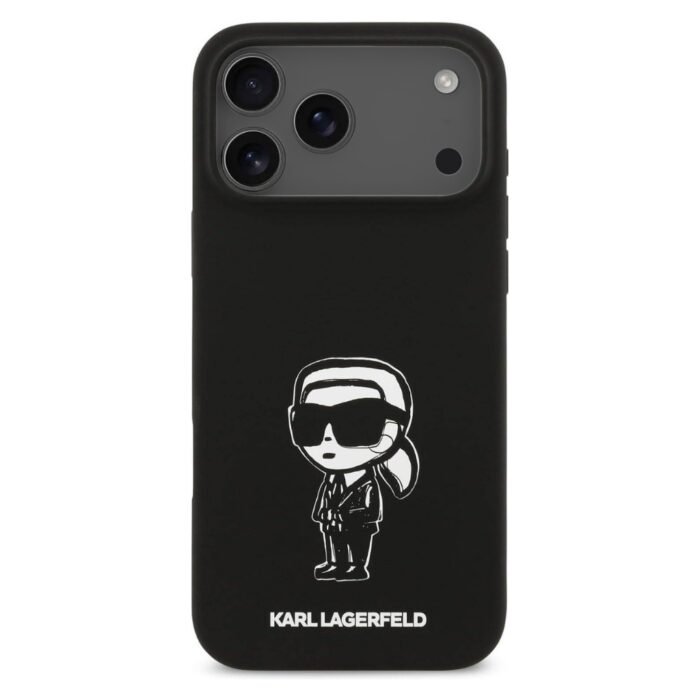 karl lagerfeld liquid silicone case karl sketch for iphone 18 pro max black on black iPhone
