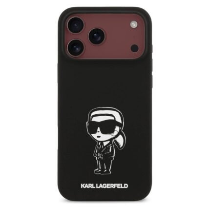 karl lagerfeld liquid silicone case karl sketch for iphone 18 pro max black on burgundy iPhone