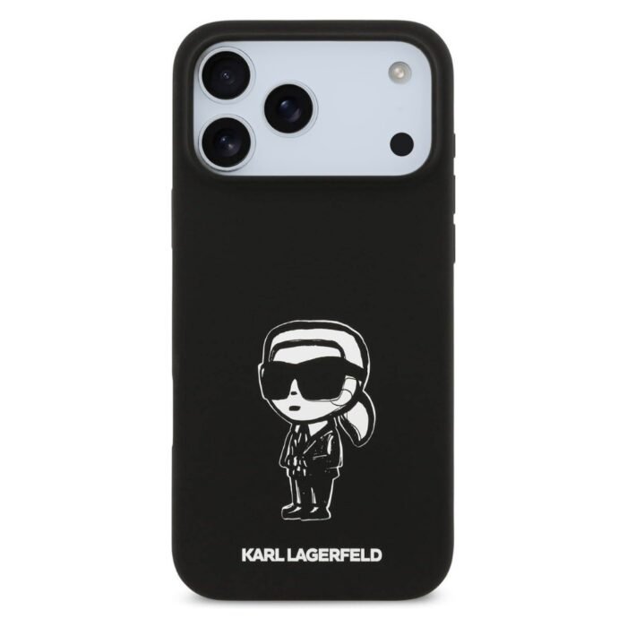 karl lagerfeld liquid silicone case karl sketch for iphone 18 pro max black on glacier iPhone