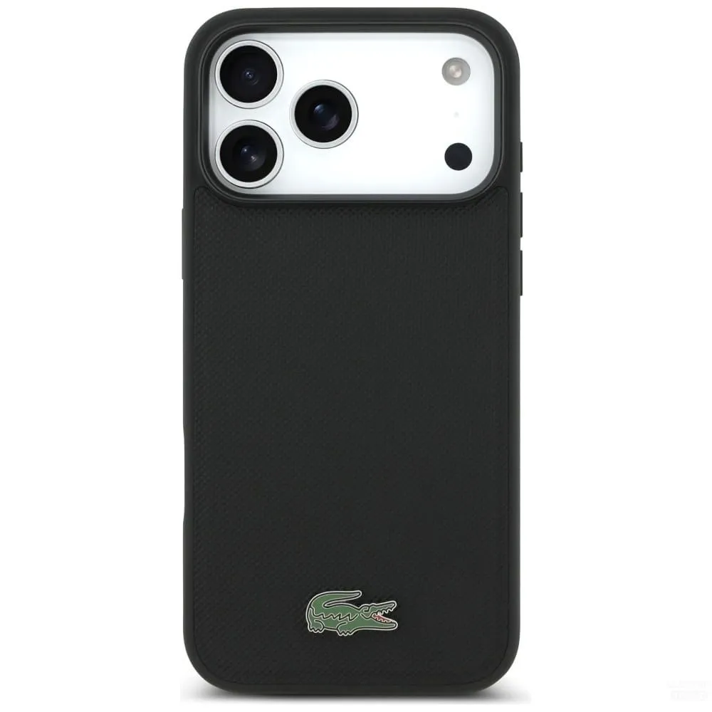 pique black1 Lacoste iPhone 17 Pro Max Case Petit Pique Lacquer MagSafe - Black - Image 1