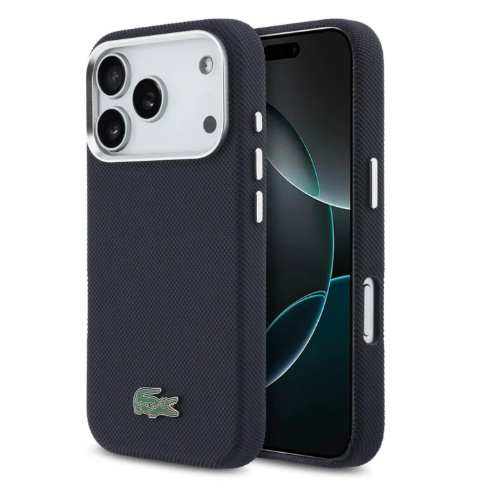 Lacoste iPhone 17 Pro Max Hülle Case Cover MagSafe Iconic Petit Pique Metal Logo - Navy - Image 3