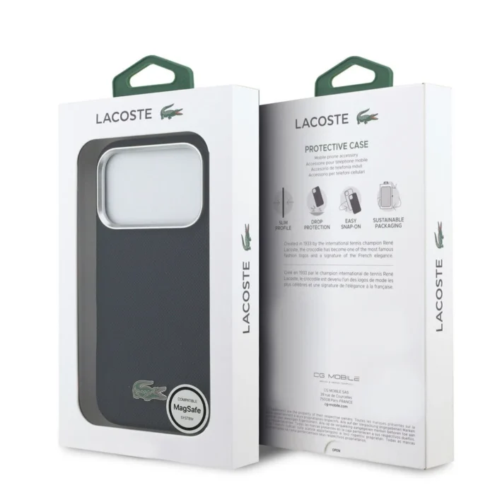 Lacoste iPhone 17 Pro Max Hülle Case Cover MagSafe Iconic Petit Pique Metal Logo - Navy - Image 8