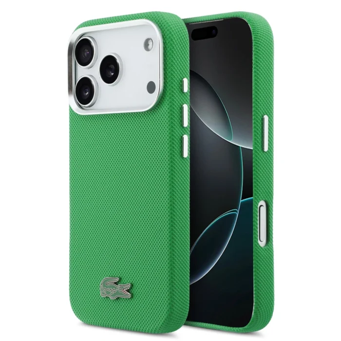 Lacoste iPhone 17 Pro Max Hülle Case Cover MagSafe Iconic Petit Pique Metal Logo - Green - Image 3