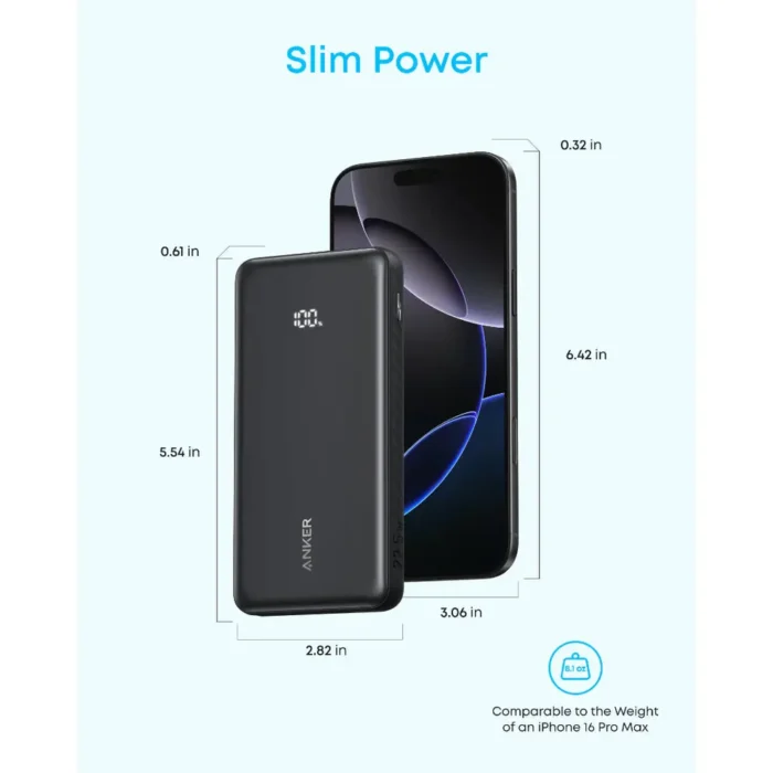 Anker Zolo Power Bank 20,000mAH 22.5W Built-In USB-C Cable - Black - (Etisal) - Image 4